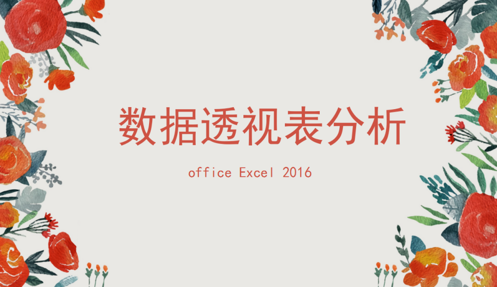 office Excel 2016 数据透视表分析