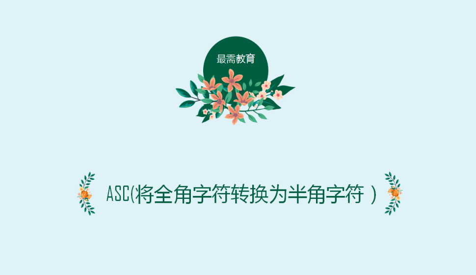 ASC(将全角字符转换为半角字符）